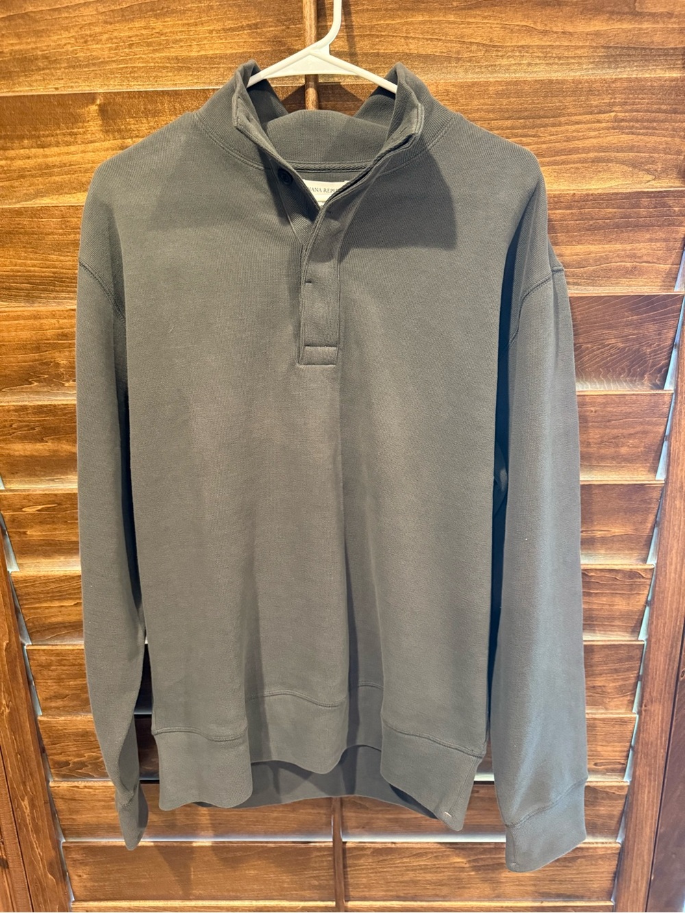 Men’s Banana Republic Men's Olive Polo-Style Pullover Sweatshirt